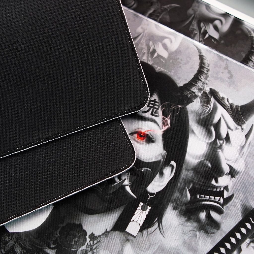 Galatix ONI GIRL - Mousepad Gaming XL XXL Control Surface Cordura Waterproof Japanese Deskmat Aesthetic