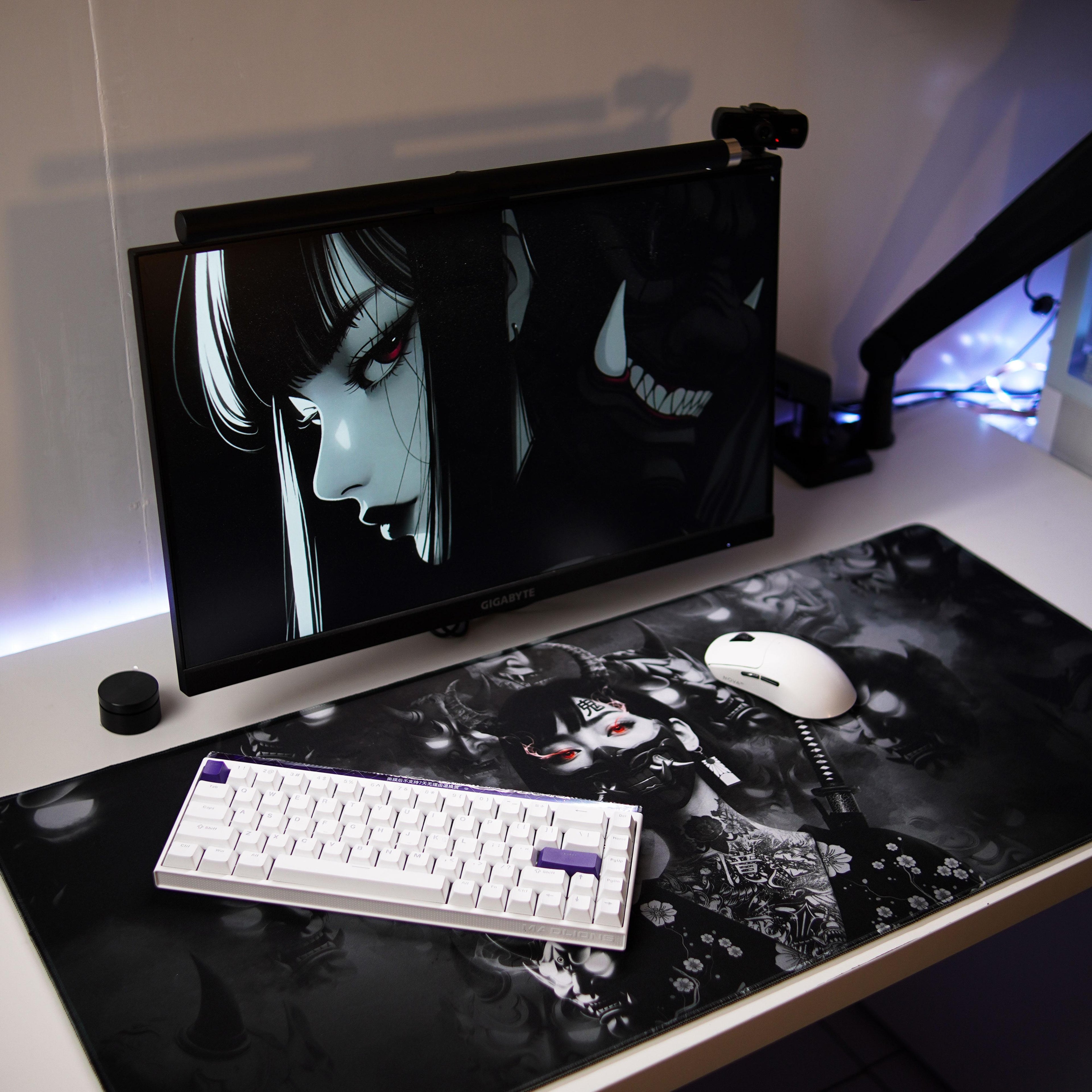 Galatix ONI GIRL - Mousepad Gaming XL XXL Control Surface Cordura Waterproof Japanese Deskmat Aesthetic