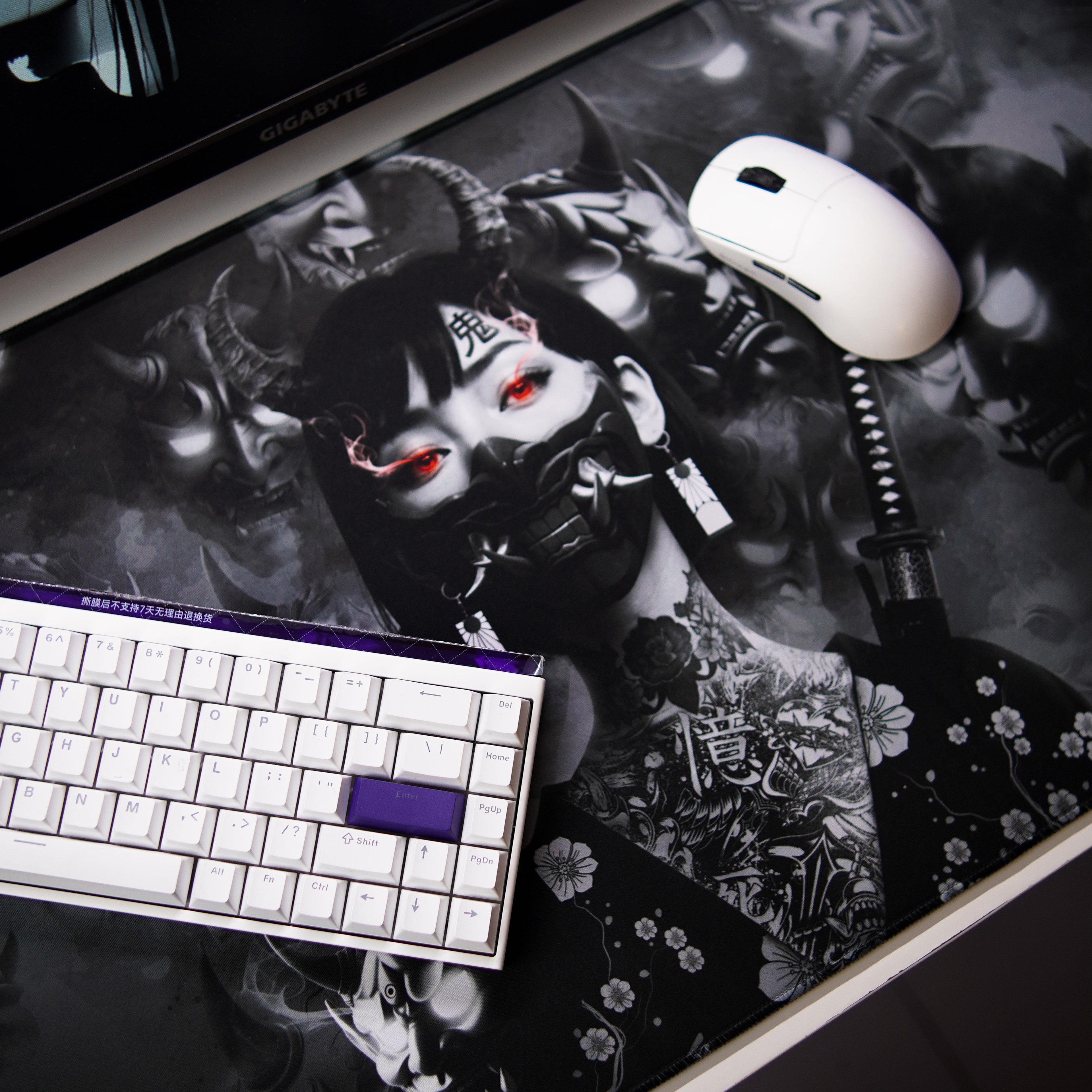 Galatix ONI GIRL - Mousepad Gaming XL XXL Control Surface Cordura Waterproof Japanese Deskmat Aesthetic