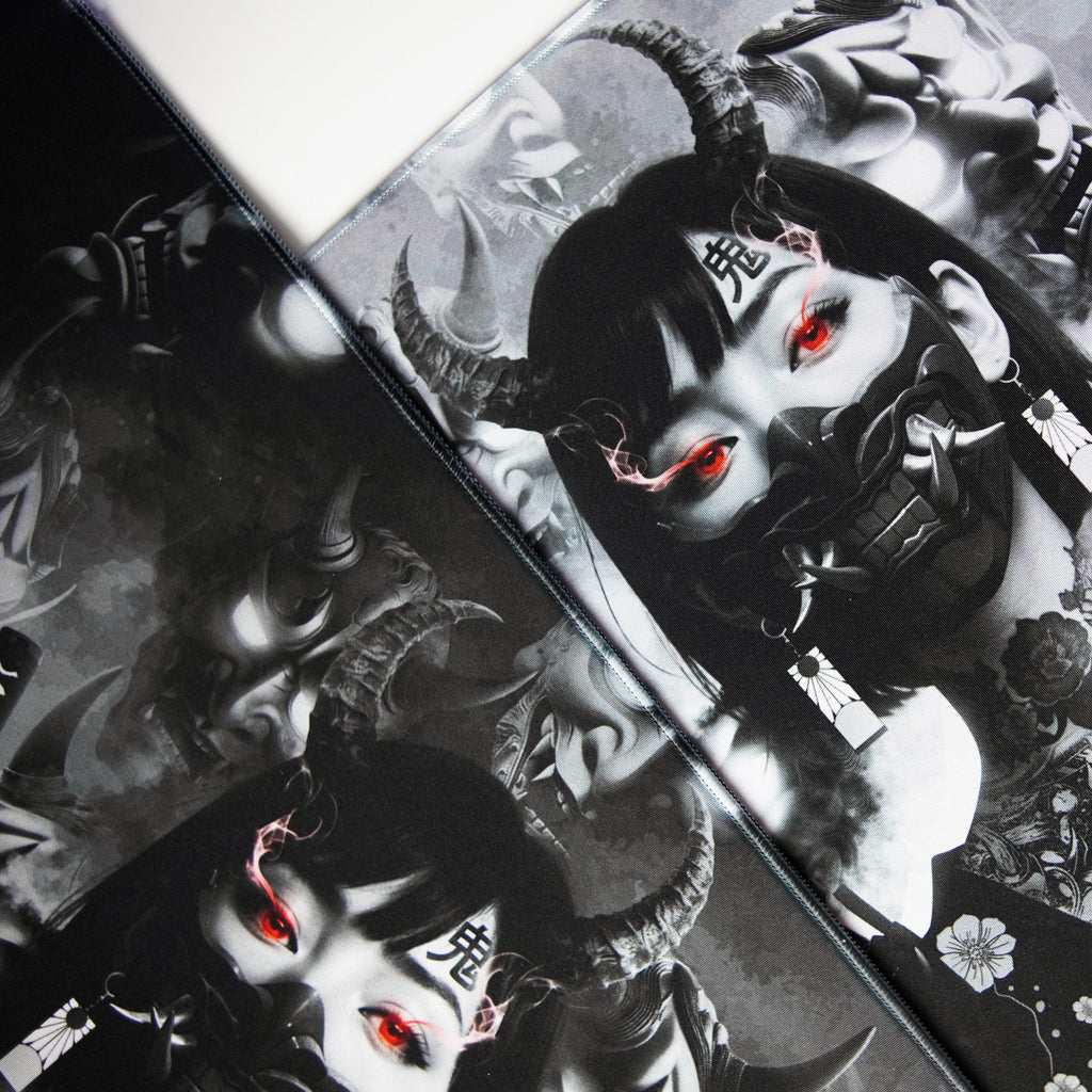 Galatix ONI GIRL - Mousepad Gaming XL XXL Control Surface Cordura Waterproof Japanese Deskmat Aesthetic
