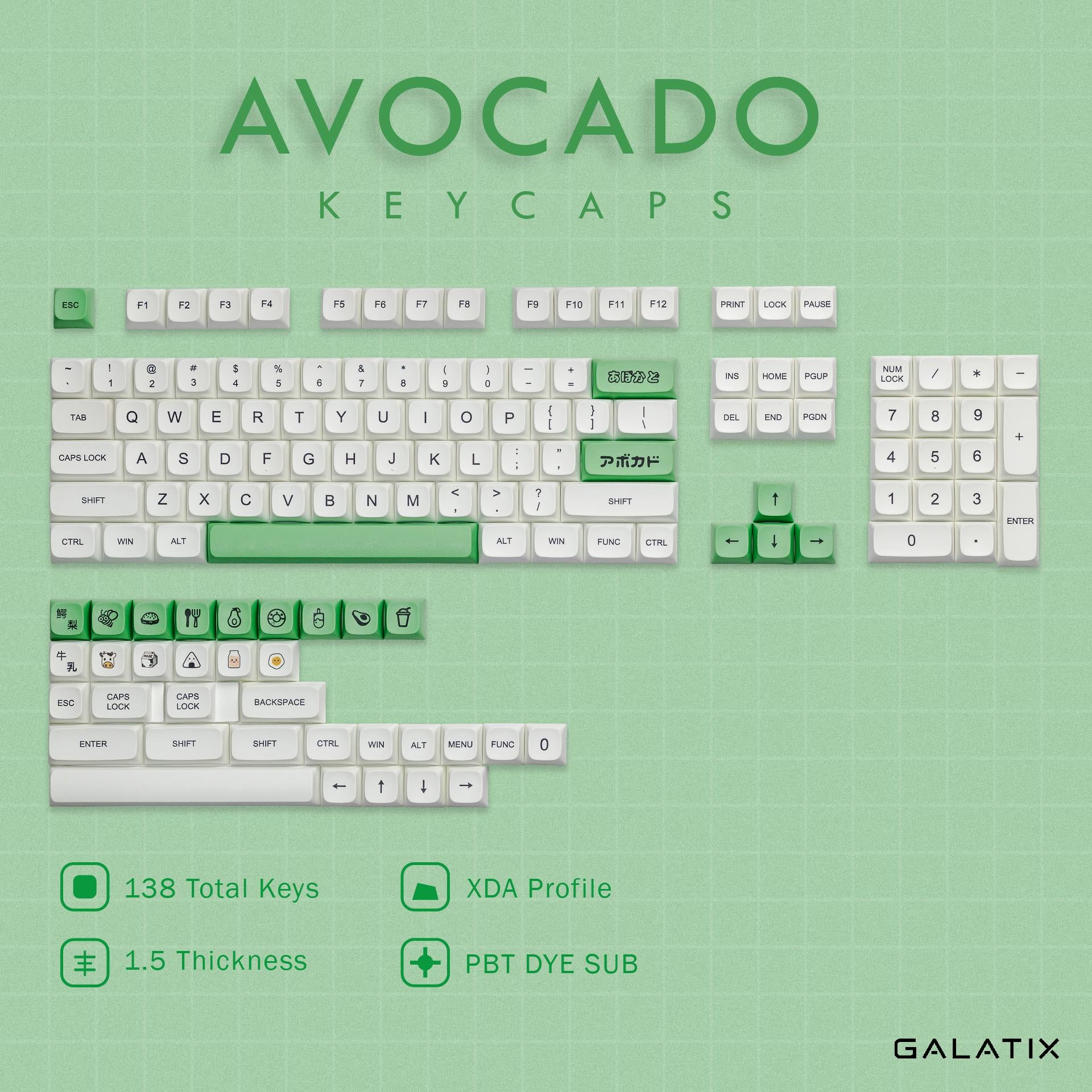 Galatix XDA Keycaps Banyak Motif PBT Dye Sub Material Keycap For Mechanical Keyboard
