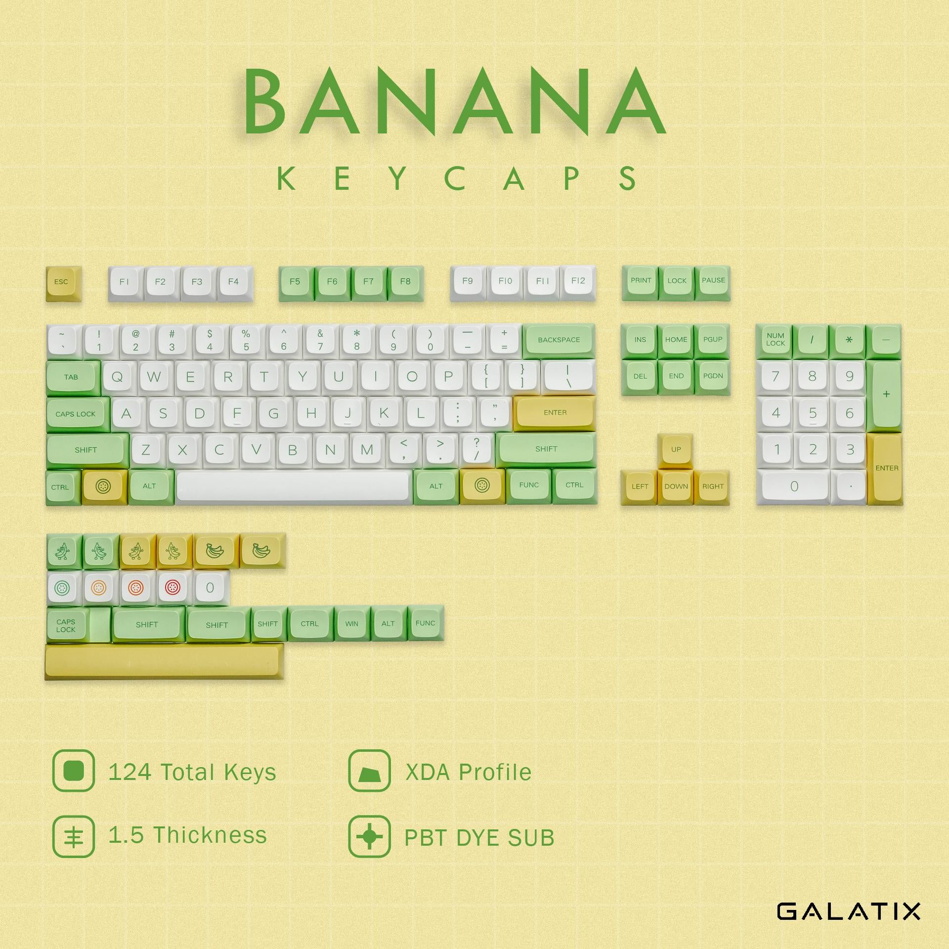 Galatix XDA Keycaps Banyak Motif PBT Dye Sub Material Keycap For Mechanical Keyboard