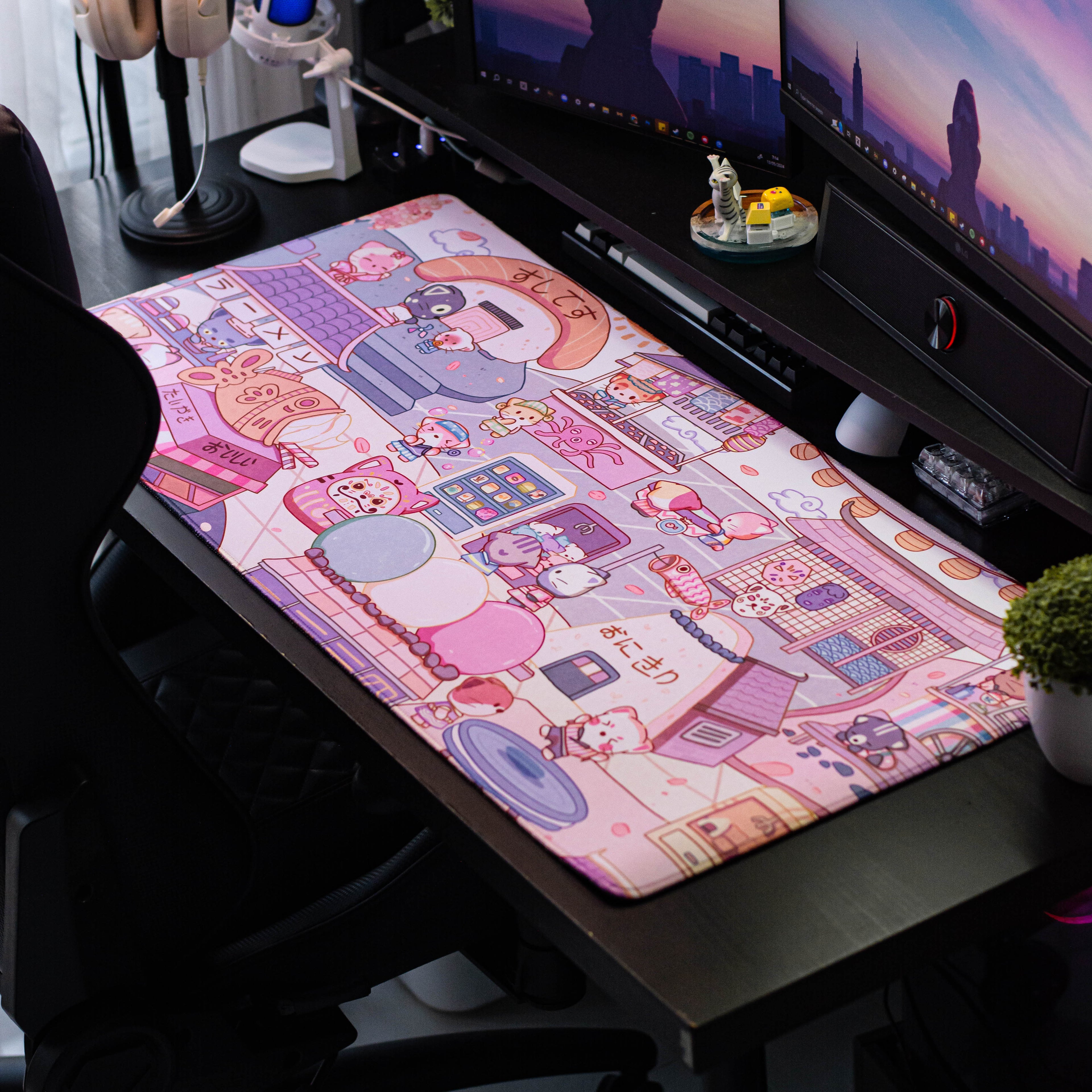Galatix Cat Land Limited Mousepad Waterproof Deskmat Cute Motif Kucing 40x90cm x4mm Mouse Pad Aesthetics