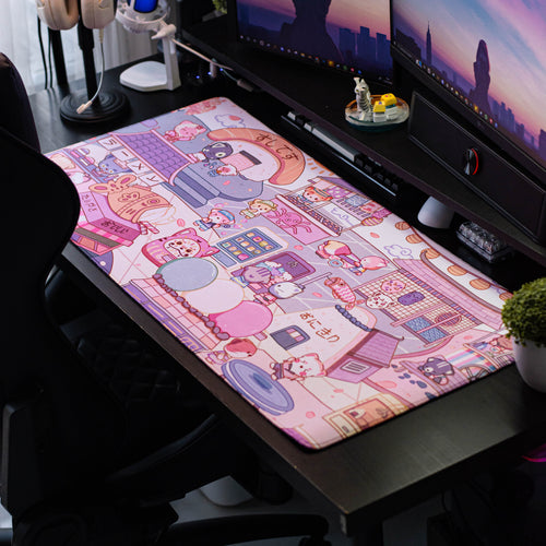 Galatix Cat Land Limited Mousepad Waterproof Deskmat Cute Motif Kucing 40x90cm x4mm Mouse Pad Aesthetics